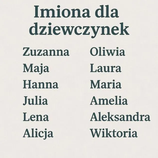 Najpiękniejsze imiona żeńskie