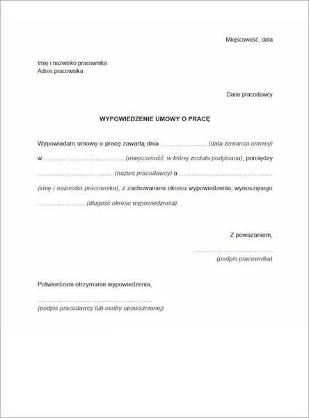 Upoważnienie do wręczenia wypowiedzenia