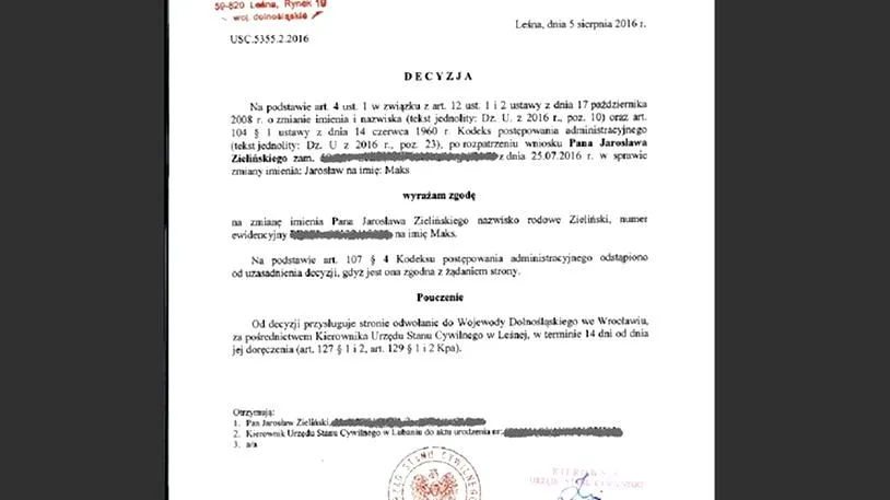 Zmiana nazwiska